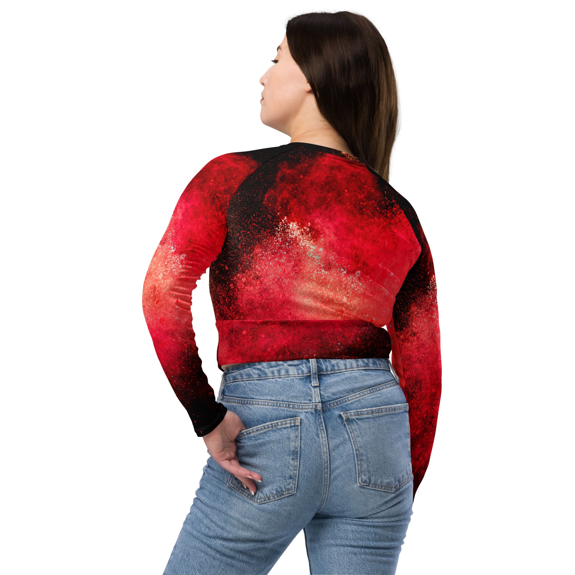 Christmas Party Cropped Top. Long Sleeved Christmas Colors Streetwear or Activewear. WickedYo.